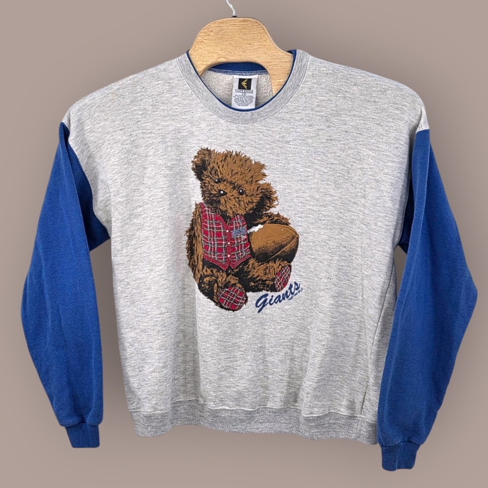VTG Cliff Engle Sweatshirt Size Large NFL Football New York Giants Teddy Bear 96